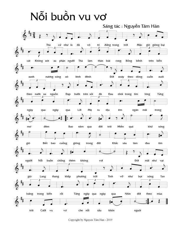 Sheet nhạc Nỗi Buồn Vu Vơ